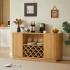 ORRD 58" Modern Sideboard with Wine Rack, Wavy Curve Storage Cabinet with Adjustable Shelves & Glass Holder for Dining Room，Walnut - 2 of 4
