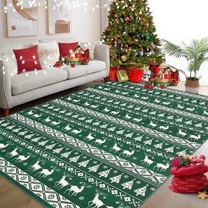 COZONY Christmas Area Rug, Multicolor Washable Low Pile Carpet with Snowflake Pattern, Non-Slip Holiday Decor Rug for Living Room, Bedroom - 1 of 4
