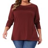 Agnes Orinda Women's Plus Size Crew Neck Front Tucks Detail Long Sleeve Solid Casual Basic Tunic Blouse - 2 of 4