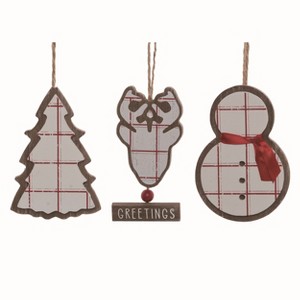 Transpac Wood Multicolor Christmas Ticking Stripe Ornaments Set of 3 - 1 of 2