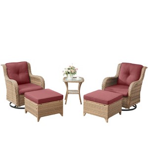 Gymojoy Outdoor Swivel Chair with Ottoman High Back Glider Chair with Soft Cushion - 1 of 4