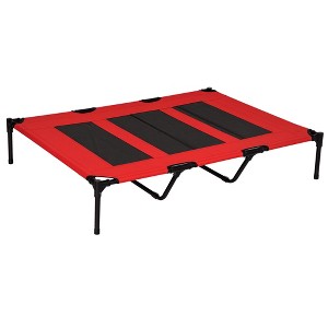 Skyzone Red Elevated Dog Cot with Breathable Mesh - 36"x30" Steel Frame Pet Bed for - 1 of 4