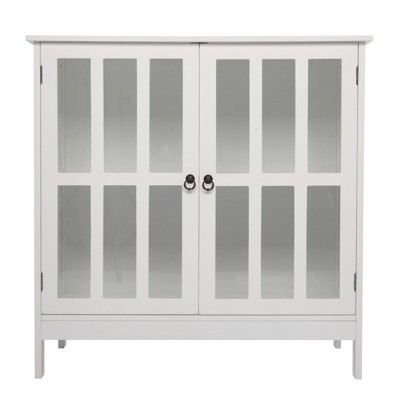Karl Home Transparent Door Free Standing Accent Storage Cabinet For Kitchen Dining White