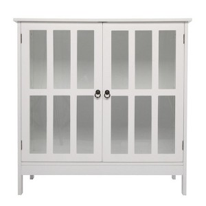 Karl Home Transparent Door Free Standing Accent Storage Cabinet For Kitchen Dining White - 1 of 4