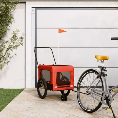 vidaXL Pet Bike Trailer Orange and Black Oxford Fabric and Iron 53.1" x 27" x 28.9"