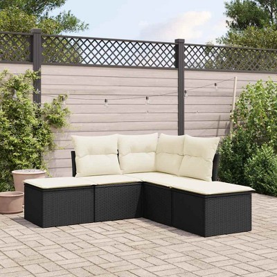 Garden Sofa Set Black PE rattan 5 Piece Set vidaXL