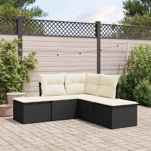 Garden Sofa Set Black PE rattan 5 Piece Set vidaXL - 1 of 3
