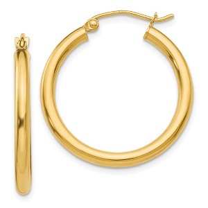 Black Bow Jewelry 2.5mm, 14k Yellow Gold Classic Round Hoop Earrings, 25mm (1 Inch) - 1 of 4