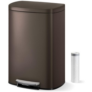 13 Gallon(50 Liter) Stainless Steel Kitchen Trash Can with Soft Close Lid, Step-on Rustproof Garbage Can for Kitchen,  Rear Handle - 1 of 4