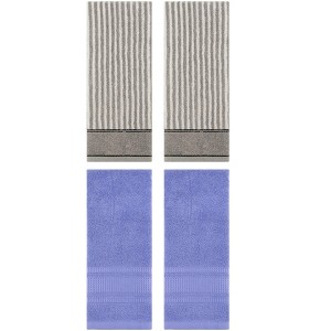 REGALWOVEN 4 Pcs Striped Design Soft Absorbent Cotton Hand Towels 13 x 29 Inch - 1 of 4