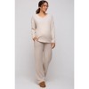 PinkBlush Beige Ribbed Soft Knit Long Sleeve Maternity Pajama Set - 2 of 4