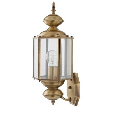 Antique Brass Elegance Outdoor Wall Lantern with Clear Beveled Glass