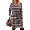 Long Sleeve V-Neck Sweater Dress 2025, Women's Empire Waist Babydoll Fall Dress with Pockets S-wine Red Stripe - 2 of 4