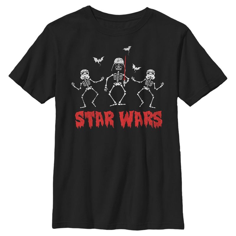 Boy's Star Wars Halloween Vader Skeletons T-Shirt, 1 of 6