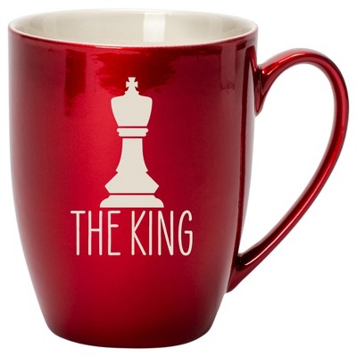 100 North Chess Game 10 Ounce Cardinal Red Metallic Finish, Comfortably Fits Your Hands, New Bone China Coffee Tea Cup Mug, The King
