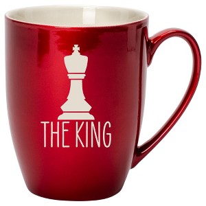 100 North Chess Game 10 Ounce Cardinal Red Metallic Finish, Comfortably Fits Your Hands, New Bone China Coffee Tea Cup Mug, The King - 1 of 1