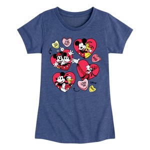 Girls' - Disney - Heart Grid Fitted Short Sleeve Graphic T-Shirt - 1 of 4