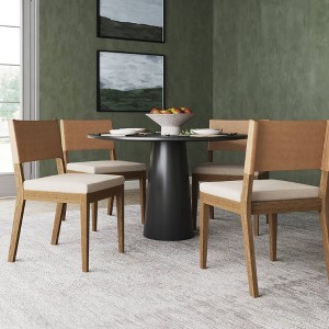 Nathan James Set of 4 Linus Dining Chair Brown Faux Leather - 1 of 4