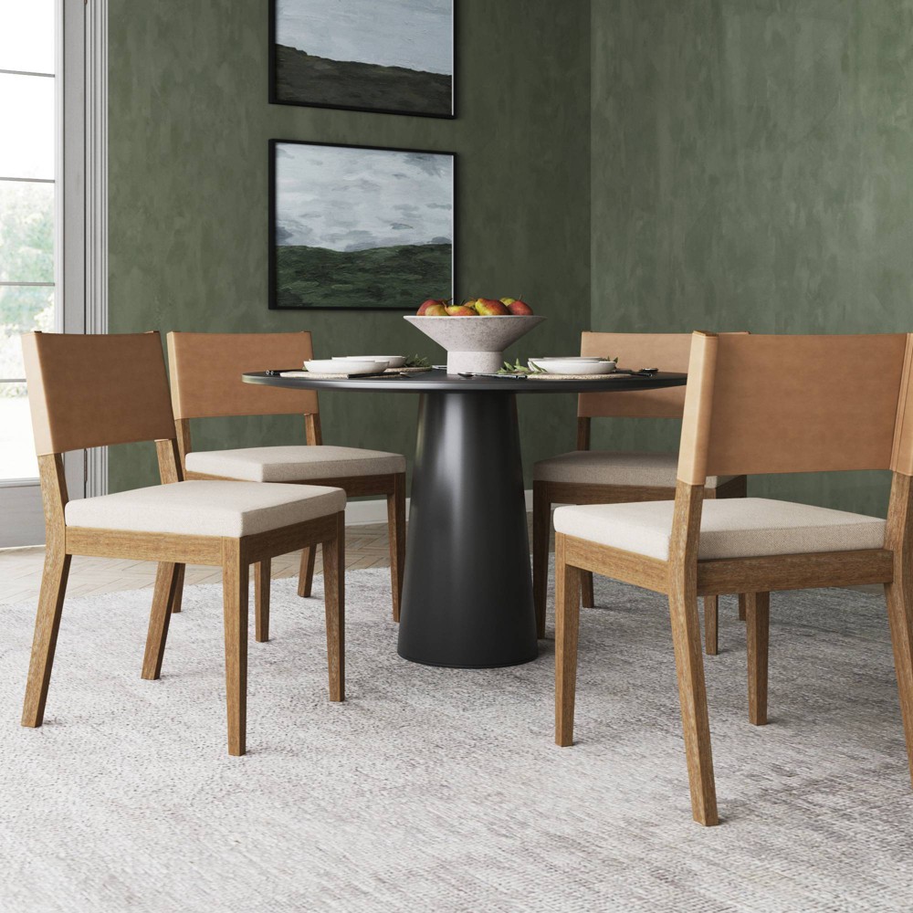 Nathan James Set of 4 Linus Dining Chair Brown Faux Leather