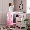 Costway Folding Wooden Kids Kitchen Step Stool with Adjustable Height & Safety Netting - 3 of 4
