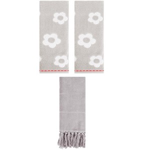REGALWOVEN 3 Packs Solid and Floral Soft Absorbent Cotton Hand Towels Bathroom 14" x 30" - 1 of 4