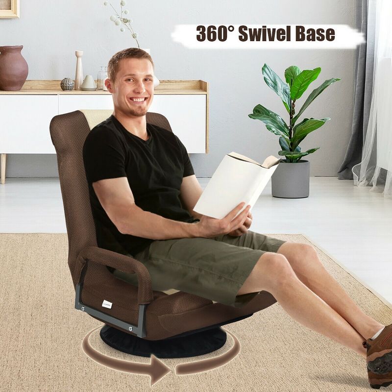 360-Degree Swivel Gaming Floor Chair with Foldable Adjustable Backrest, 4 of 11