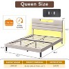 Queen Size Bed Frames with Upholstered Headboard Modern Platform Bed with Bed Frame with Sturdy Wooden Slats/No Box Spring Needed/2-Tier Storage Beige - 2 of 4