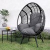 Whisen 37.4 in. W 1-Person PE Wicker Patio Egg Chair Patio Swings Chair with with Black Color Rattan Grey Cushion - Gray - 3 of 4