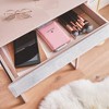 Tempered Glass Marble Pattern Small Makeup Table Dressing Table Nightstands Bedroom Livingroom Furniture - 3 of 4