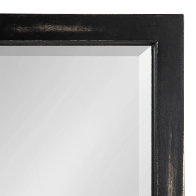 Distressed Black Wood 9-Pane Windowpane Wall Mirror 26x32