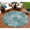 Teal Blue Aqua And Gray Abstract Washable Indoor Outdoor Area Rug - 2 of 4