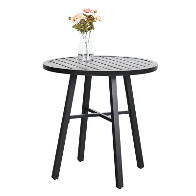 28" Outdoor Metal  Round Dining Table - Black - Captiva Designs