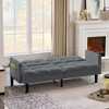75" Velvet Convertible Folding Futon Sofa Bed with 6-Position Adjustable Backrest and Tufted Design - 4 of 4