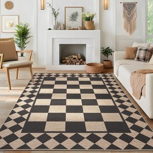 Checkered Easy Jute Rug Washable Modern Rug for Living Room - 1 of 4