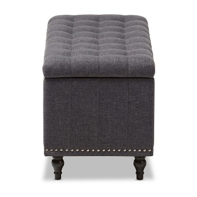 Kaylee Dark Gray Tufted Fabric Storage Ottoman Bench