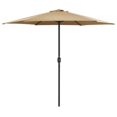 vidaXL Sturdy Outdoor Parasol with Aluminum Pole, 106.3"x96.9", UV Protective Polyester Cover, Crank Mechanism, Taupe Color