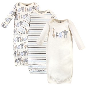 Hudson Baby Infant Boy Cotton Long-Sleeve Gowns 3pk, Royal Safari - 1 of 4