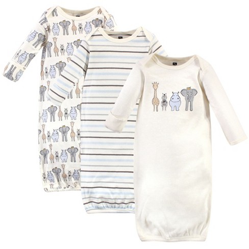 Hudson Baby Infant Boy Cotton Long-Sleeve Gowns 3pk, Royal Safari - image 1 of 4