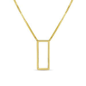 Thin Squared Outline Gold Plated Sterling Silver Pendant Necklace - In Season Jewelry - 1 of 4
