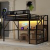 TIRAMISUBEST Queen Loft Bed with Bulit-in Desk and Charging Station, Full Size Metal Loft Bedframe with Storage Staircase and LED Light for Kids Teens - 4 of 4