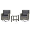 Resenkos 3-Piece Patio Furniture Set, A Swivel Rocker, PE Rattan, Gray - 2 of 4