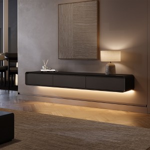 POVISON 79" Black Floating TV Console with LED Lights, Modern Wall-Mounted Media Console with Storage, LED TV Stand, Perfect for 75-inch TVs - 1 of 4