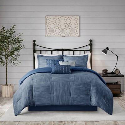 Navy Queen Reversible Microfiber Comforter Set