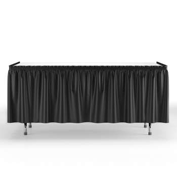 Crown Display 6 pack Disposable Plastic Tableskirts - 29" x 14 Ft ruffled Table Skirt with Adhesive Strip - 6 Count