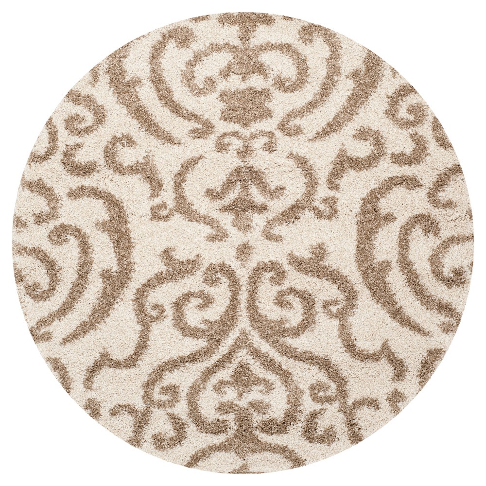 Cream/Beige Abstract Loomed Round Accent Rug - (4' Round) - Safavieh