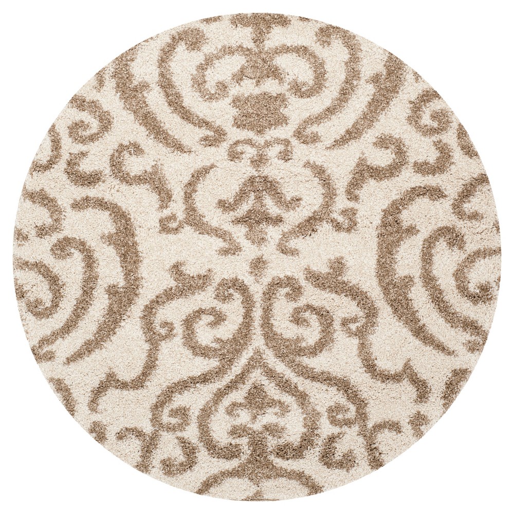 Cream/Beige Abstract Loomed Round Accent Rug - (4' Round) - Safavieh