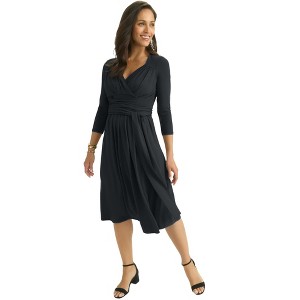 Jessica London Women's Plus Size Sweetheart Wrap Midi Dress - 1 of 4