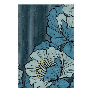 NICOLE MILLER NEW YORK Flora Grandeur Bloom Handcrafted Area Rug, Natural Wool Rug - 1 of 4