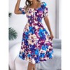 Clearlove Women's Tie Back Square Neck Wrap Ruffle Short Sleeve Waist Cinched Ruffled A-line Dress - 2 of 4