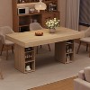 Dining Table for 6 with Dual Side Storage, 63-inch/71-inch Large Rectangular Dinner Table with Double Pedestal & Large Tabletop - 3 of 4